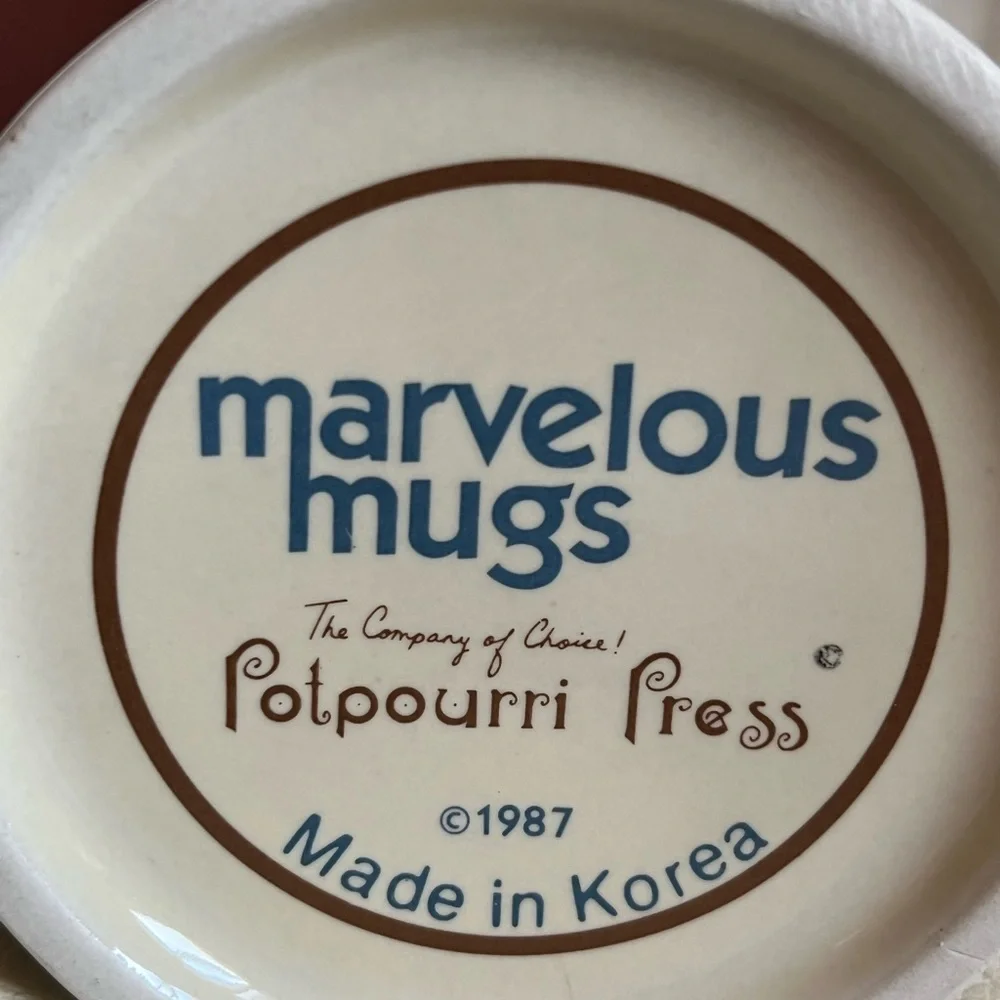 Vintage Potpourri Press Marvelous Christmas Mug Santa Bear Holiday Cups Set of 6